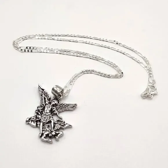 925 Sterling Silver Necklace Archangel Michael Figaro Valentines Birthday Gift